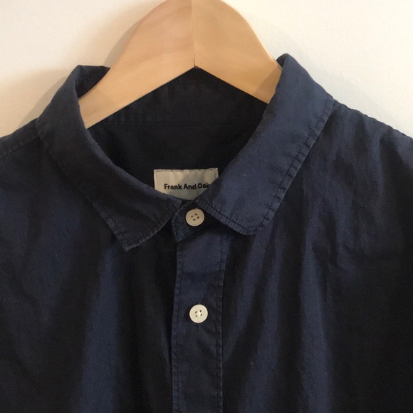 Frank and Oak Cotton Short Sleeve Navy shirt. - Picture 2 of 2